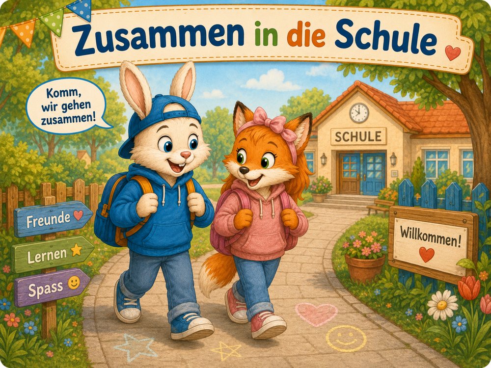 2. Klasse — unsere Lern-Abenteuer – Bildergeschichte mit Hase & Fuchs