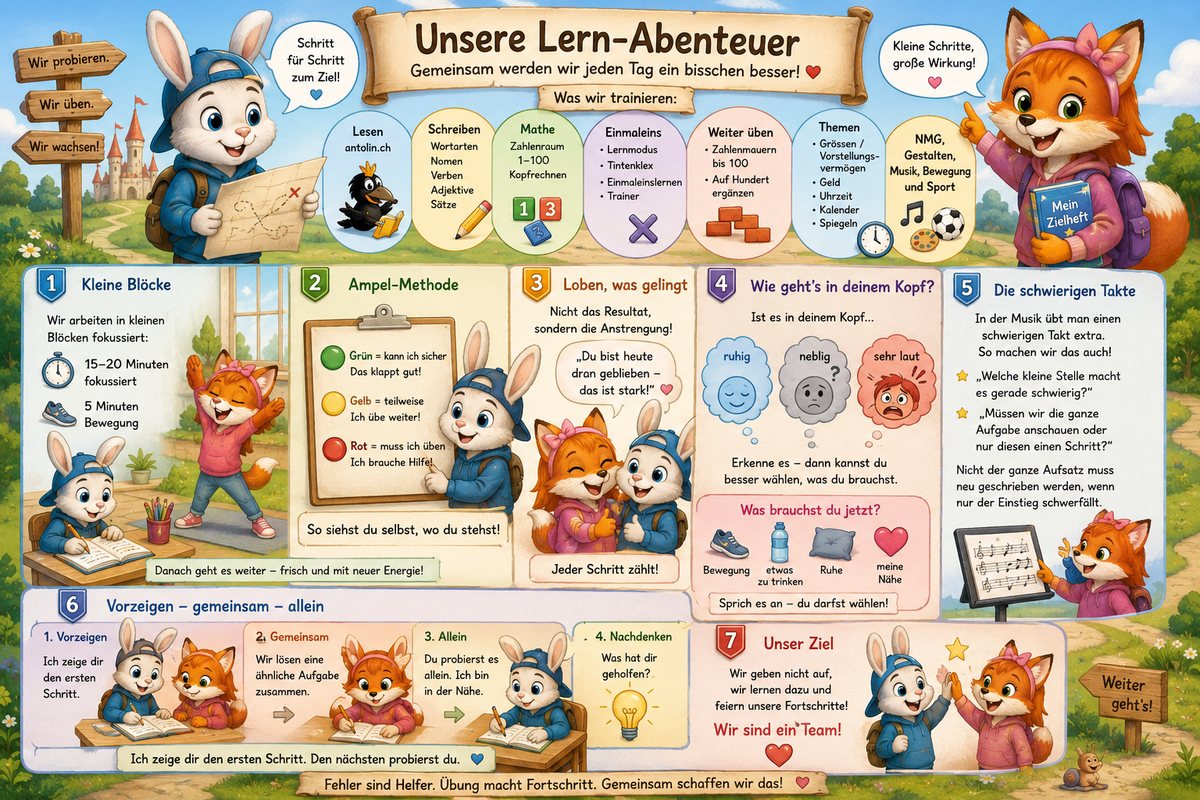 Alle Lern-Methoden auf einen Blick: kleine Blöcke, Ampel-Methode, Loben, Selbstwahrnehmung, schwierige Takte, vorzeigen und gemeinsam üben